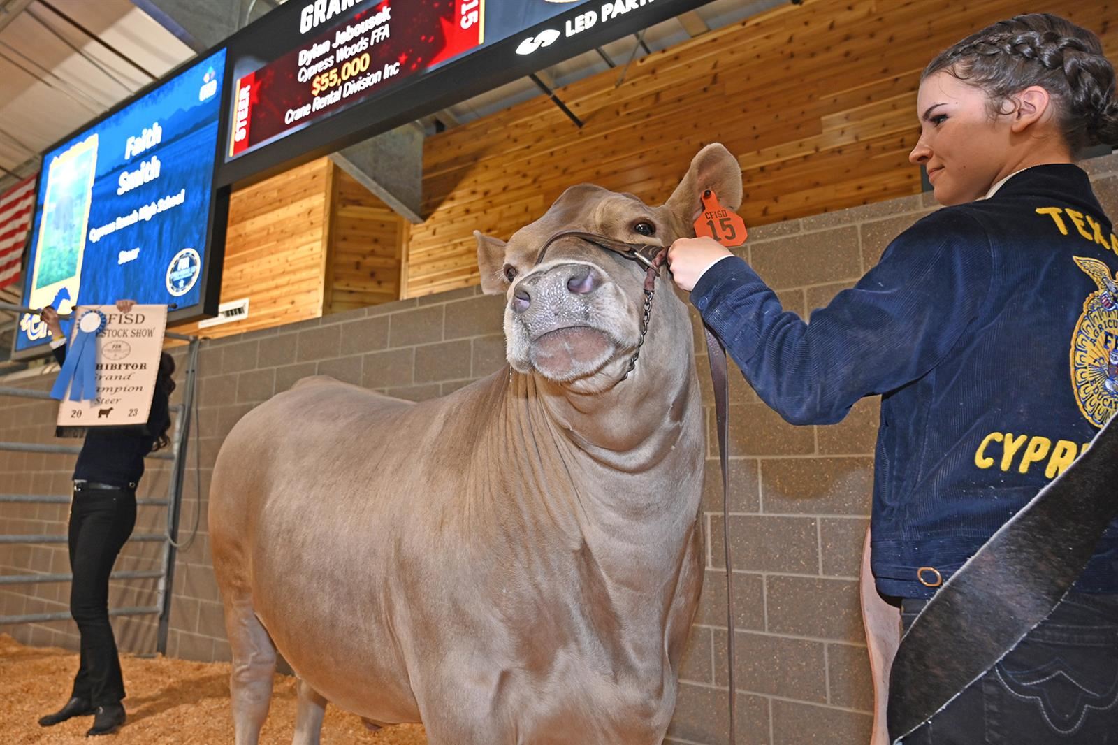 Cy Ranch senior Faith Smith had the Grand Champion Steer at the CFISD Livestock Show Association Show and Sale.
